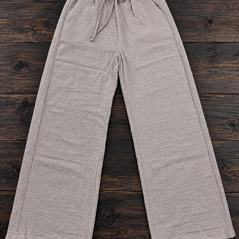 Zenana sand beige lightweight palazzo pants